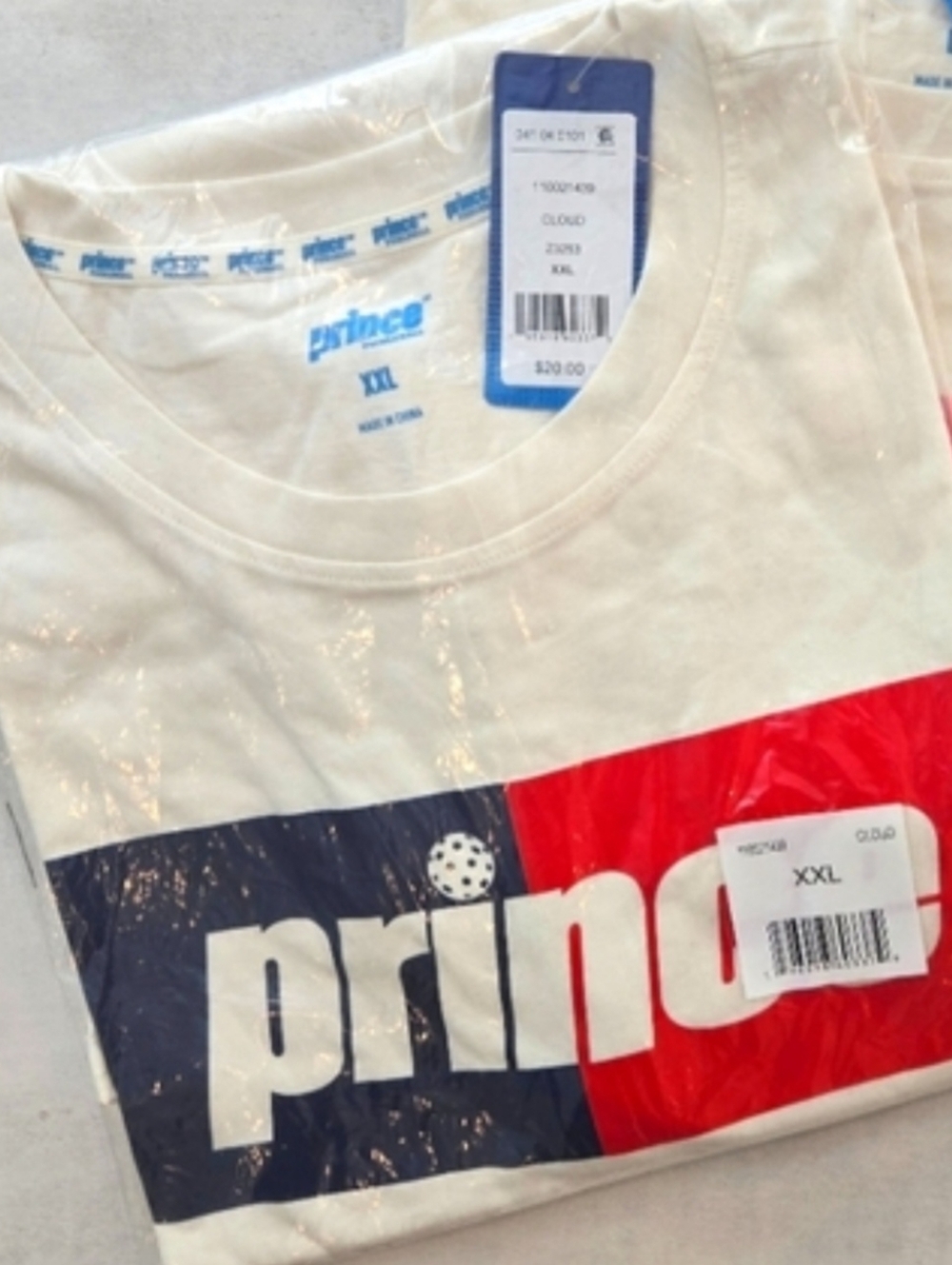 PRINCE Pickleball Red and Blue Logo Men's Tee, XXL NWT